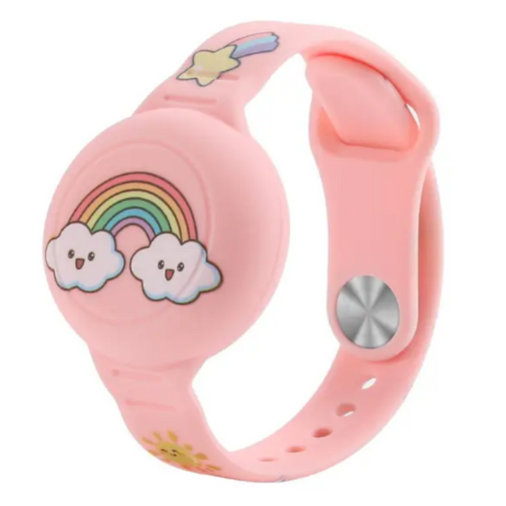 Robustes Silikon Dino Airtag-Armband für Kinder, wetterfest und ideal für aktive Spielzeit.