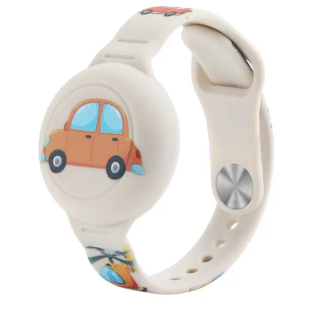 Grünes Dino Airtag-Armband für Kinder, sicherer Halt und kindgerechtes Design für GPS-Schutz.