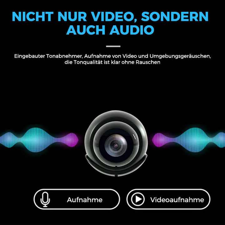 Smarte 1080p WLAN Überwachungskamera mit Nachtsicht, Audio, Bewegungserkennung und Alarmfunktion.