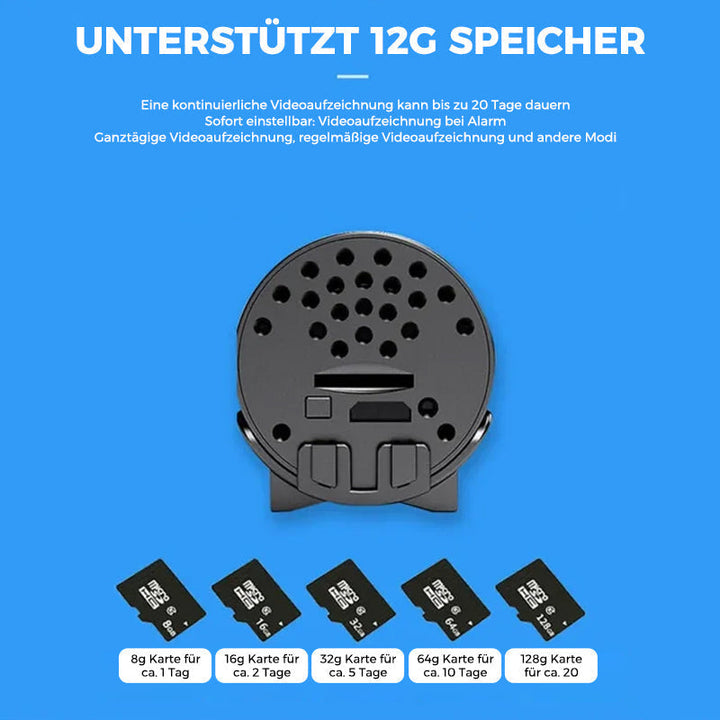 Diskrete 1080p Mini WLAN Kamera mit HD Nachtsicht und Alarm für unauffällige Überwachung im Haus.