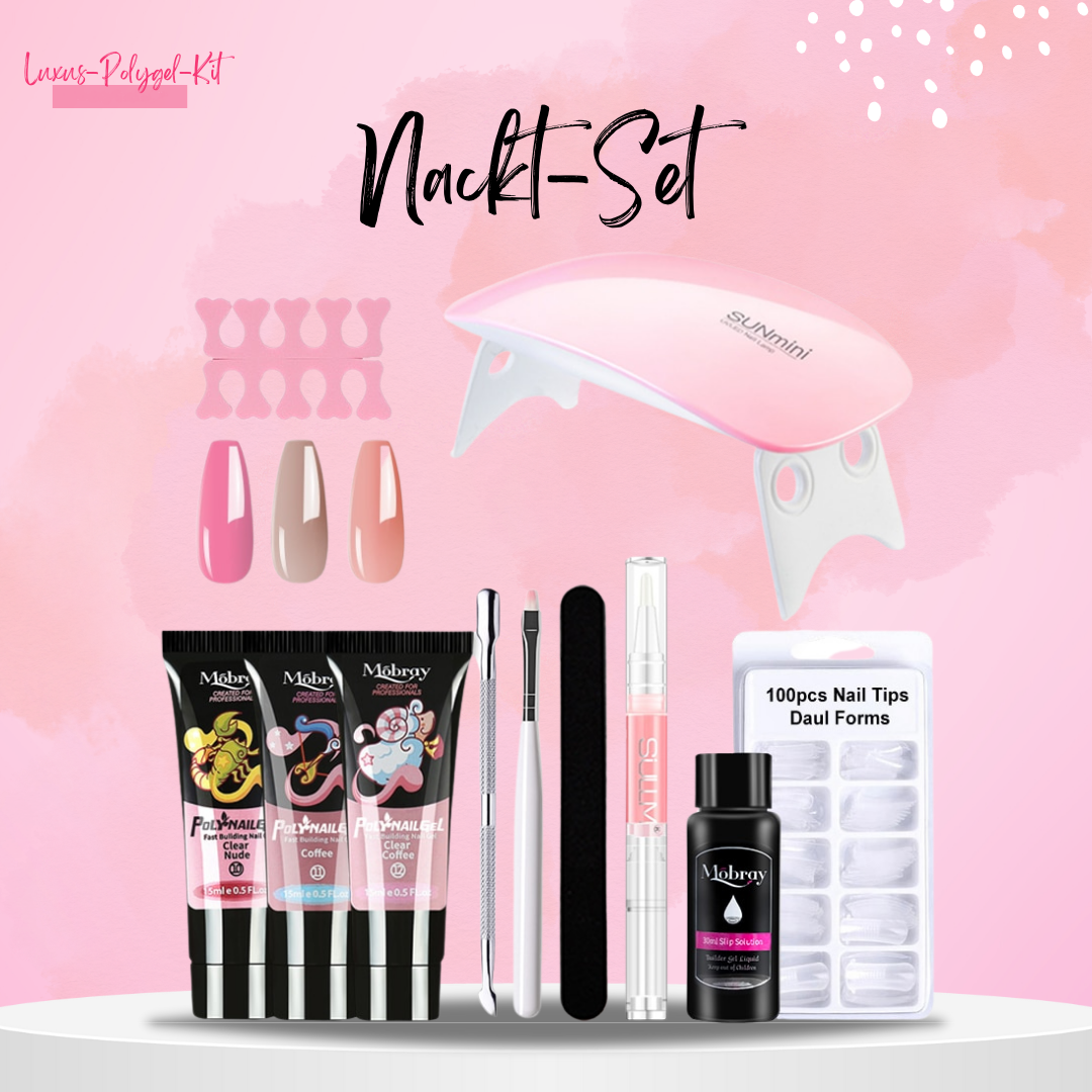 All-in-One Poly-Gel Nagelset für Anfänger: Komplettes Starter Kit für einfache DIY Gelnägel & Nagelpflege.