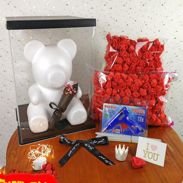 DIY Rosenbär Geschenkset: Schaffen Sie einen einzigartigen handgemachten Rosenbären für Valentinstag oder als Liebesgeschenk.