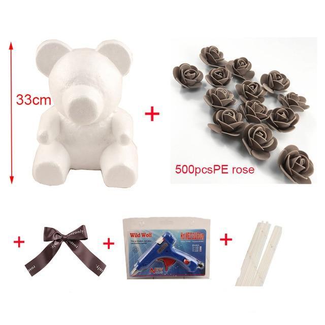 Geschenkset zum Selbstgestalten eines Rosenbären. Basteln Sie ein unvergessliches Präsent für Ihre Liebsten.