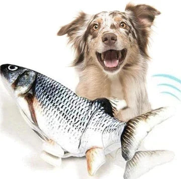 Interaktiver Zappelfisch Hundespielzeug, aufladbar, weckt Jagdinstinkt für spielende Hunde und Bewegung.