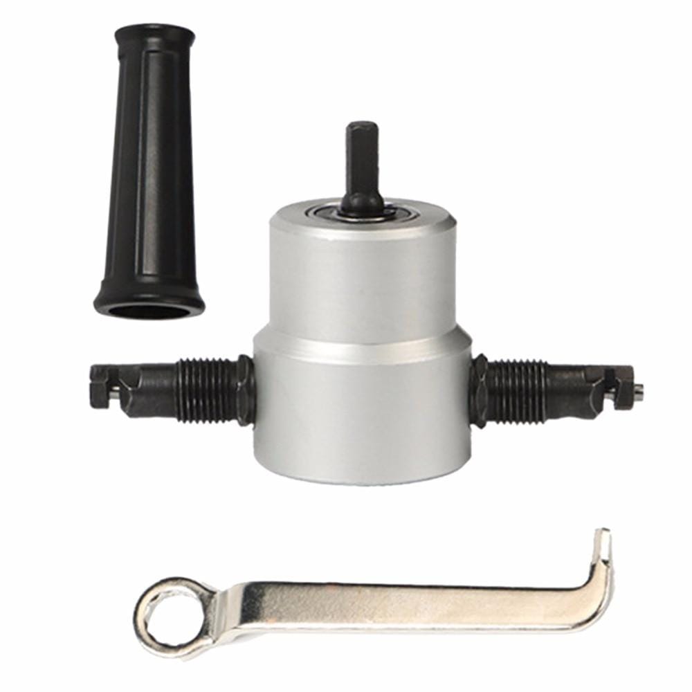 Vielseitiger Metallschneider-Aufsatz schneidet Blech, Edelstahl, Aluminium bis 2mm Materialstärke.