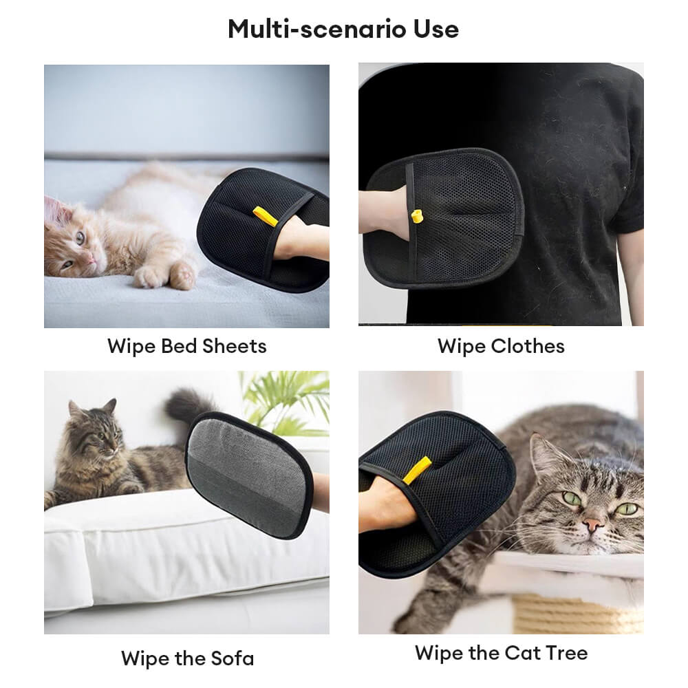 Praktische Tierhaarbürste & -entferner-Handschuh für sanfte Haustierpflege und saubere Oberflächen.