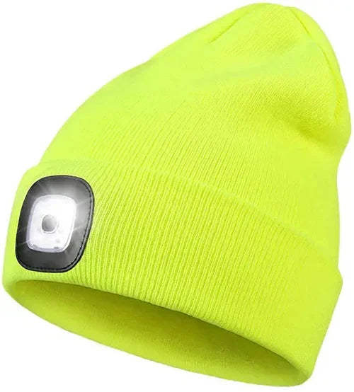Bequeme LED-Mütze mit abnehmbarem Licht, ideal für Arbeiten, Sport & Freizeit bei schlechten Lichtverhältnissen.