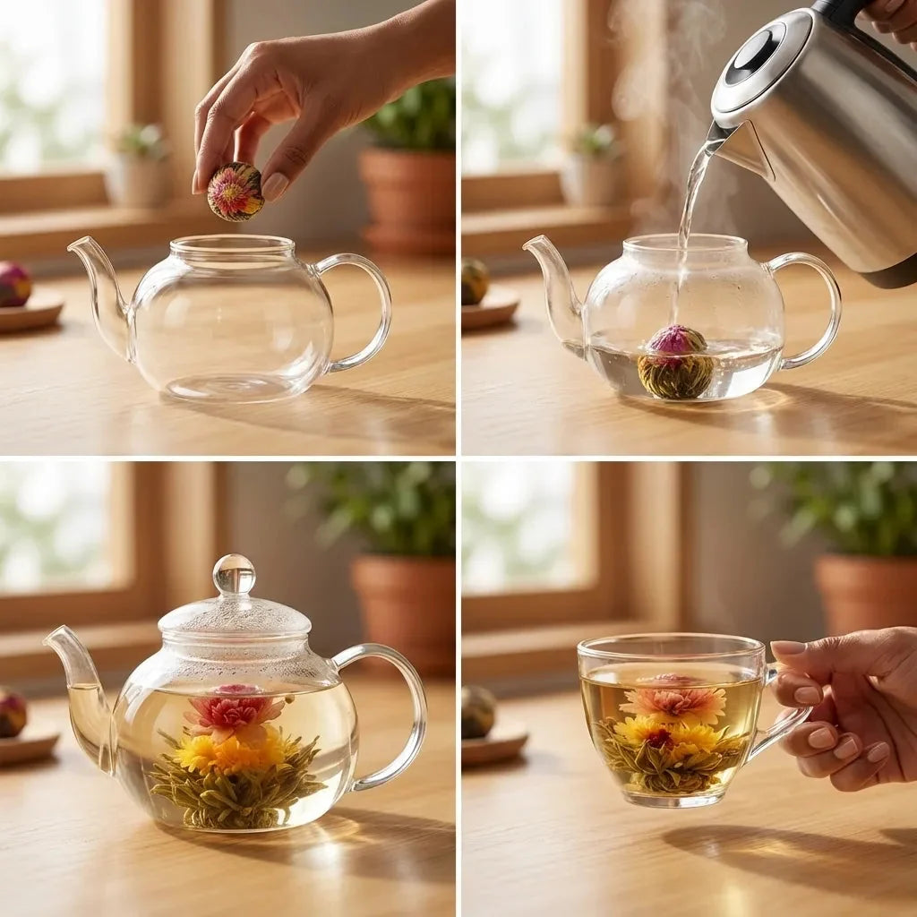 Genießen Sie 18 Pu-erh Drachenball Teekugeln; erblühender Tee für besondere Wellness-Augenblicke.