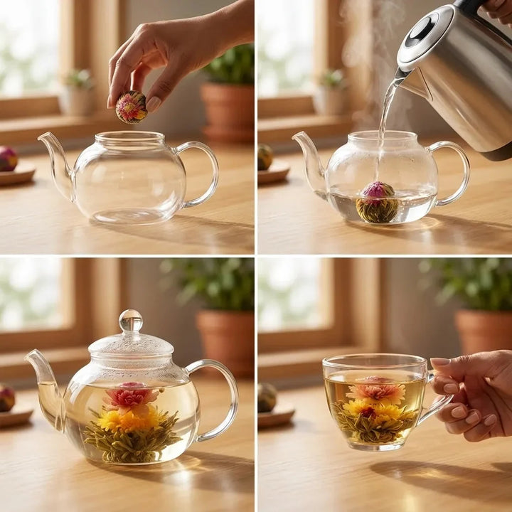 Genießen Sie 18 Pu-erh Drachenball Teekugeln; erblühender Tee für besondere Wellness-Augenblicke.