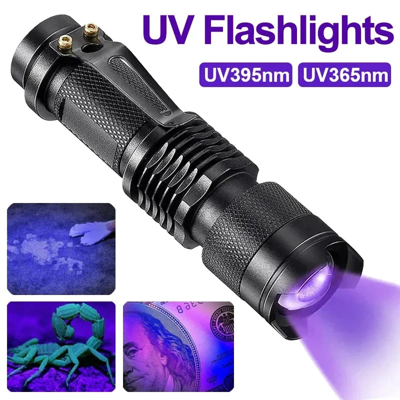Vielseitiges Werkzeug: Diese UV-Taschenlampe ermöglicht präzise Fleckenerkennung für Haushalt, Reinigung und Inspektion.