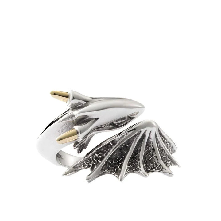Mächtiger Herren Drachenring aus Edelstahl, verstellbar, als Schutzsymbol und Glücksbringer für den modernen Mann.