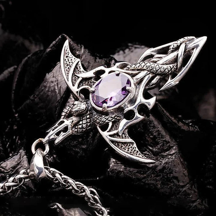 Einzigartiger Statement-Schmuck: Unisex Drachen-Halskette mit Vintage-Ästhetik und Dämonenkristall.