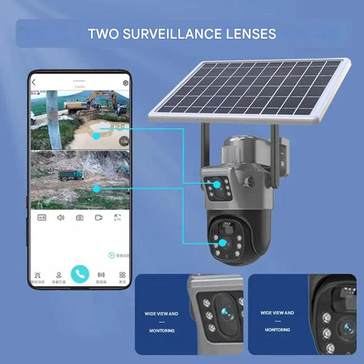 Komplettes 4K Überwachungssystem mit drahtloser Kamera und Solarpanel für sorgenfreien Schutz das ganze Jahr.