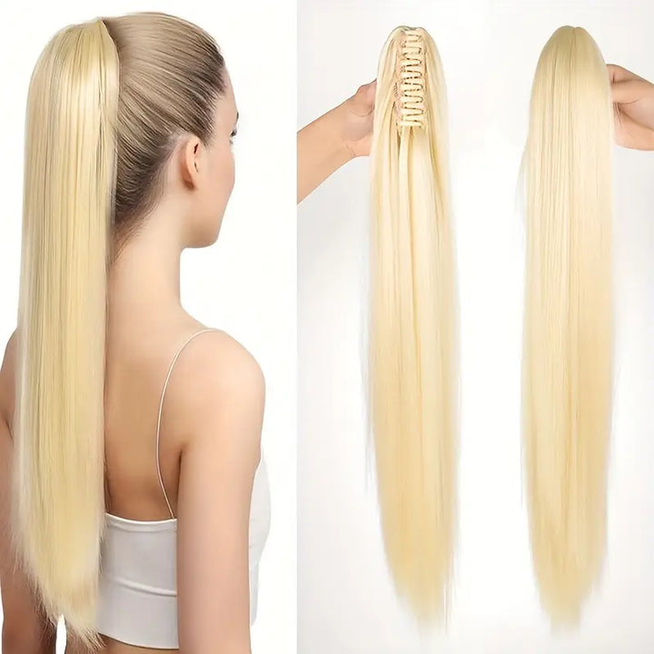 Elegante 55 cm Pferdeschwanz Haarverlängerung für Damen. Sofortige Länge und Volumen mit Clip-in.