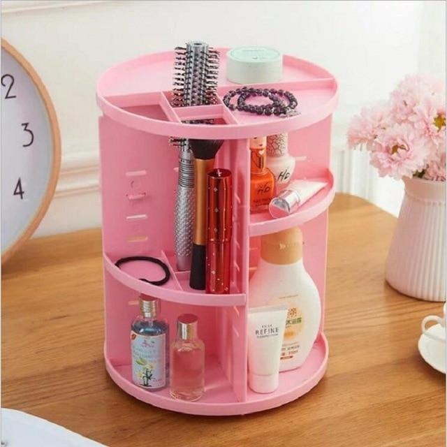 Eleganter Kunststoff Make-up Organizer mit 360° Drehfunktion für Damen. Optimale Lösung für Badaccessoires & Kosmetik Ordnung.