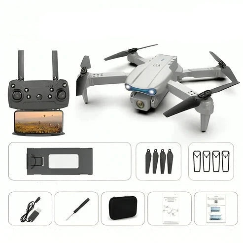 Schwarze Premium Drohne mit 4K Doppelkamera. Professioneller Quadrocopter für atemberaubende Luftaufnahmen.