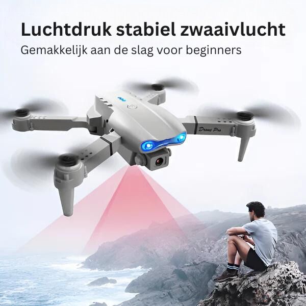 Detailansicht der Premium 4K Drohne mit Doppelkamera. Zeigt fortschrittliche Technologie für Luftaufnahmen.