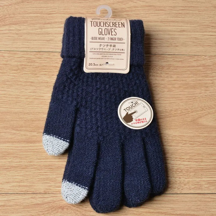 Funktionale Winterhandschuhe, unisex, touchscreen-fähig, halten Hände warm beim Bedienen des Smartphones.