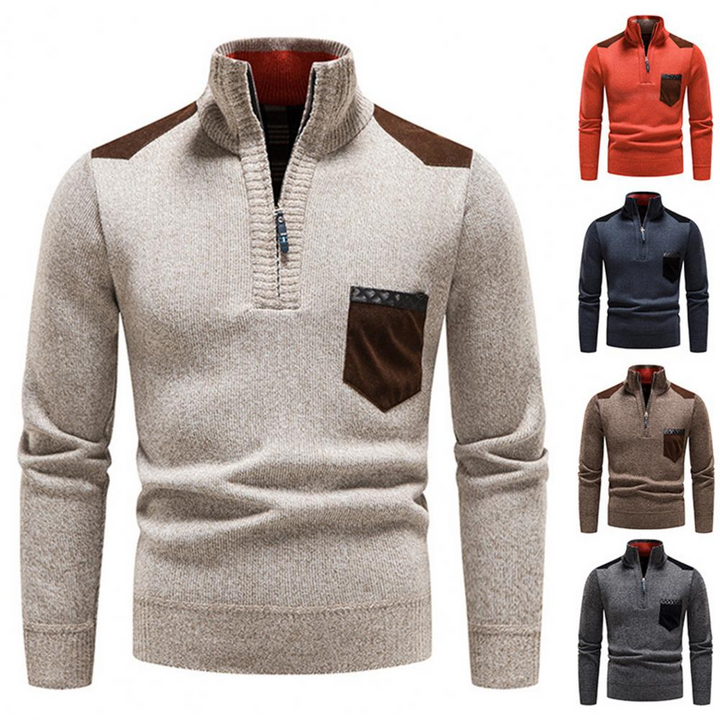 Warmer Herren Pullover mit feinem Strickmuster, kombiniert Komfort mit zeitlosem Stil.