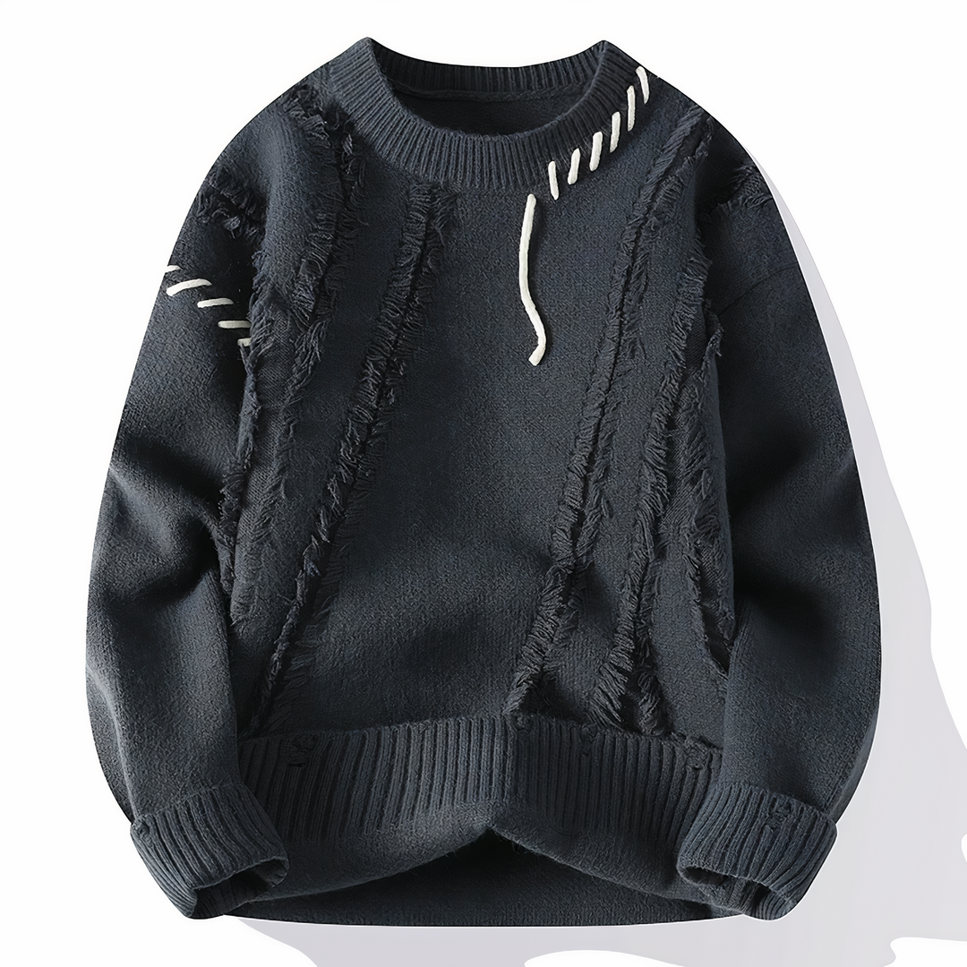 Eleganter Herren Patchwork Pullover. Perfektes Langarm-Oberteil für stilvolle Herbst- & Wintermode.