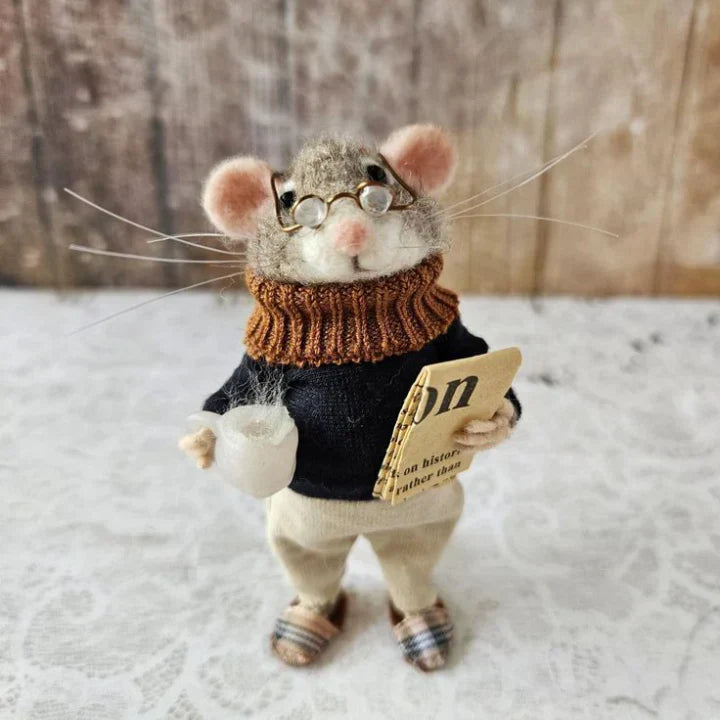 Filz Tierfigur, handgefertigt, charmante Nadelfilzmaus, als Wohnaccessoire ein Blickfang.