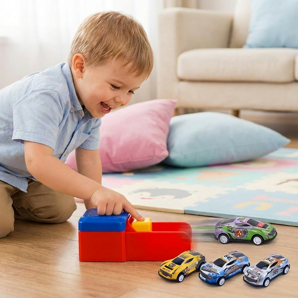 Auto Katapult Rennspiel Set für Kinder mit Die-Cast Autos. Actionreicher Spielspaß und Adrenalin für kleine Rennfahrer.