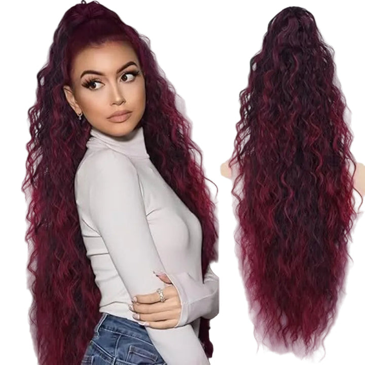 Damen Pferdeschwanz-Extension 76cm mit Krallenclip für sofortiges Volumen und Wellen.