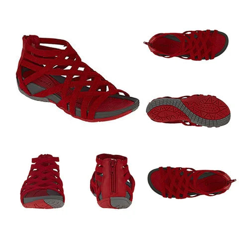 Damen Sommersandalen mit rutschfester Gummisohle für sicheren Halt. Ideal als bequeme Freizeitschuhe.