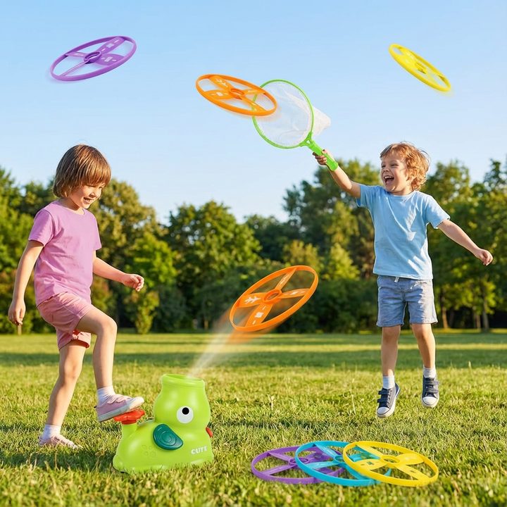 Kinder Frisbee Kescher Set für aktiven Outdoorspielspaß. Fördert Motorik & Geschicklichkeit bei Kindern.