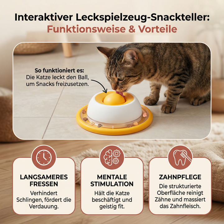 Interaktiver Leckteller für Katzen – Silikon-Futtermatte für Leckerlis, Nassfutter & mentales Training.