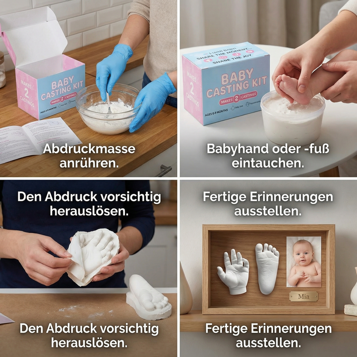 Erinnerungsset für Baby Hand- & Fußabdrücke. Schönes Andenken an die Neugeborenenzeit, ideal für Eltern.