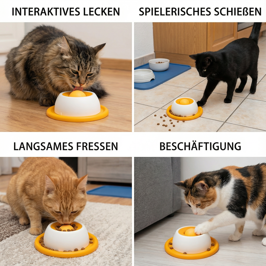 Strukturierter Leckteller aus Silikon für Katzen, zum langsamen Fressen, Stressabbau & Gehirntraining.