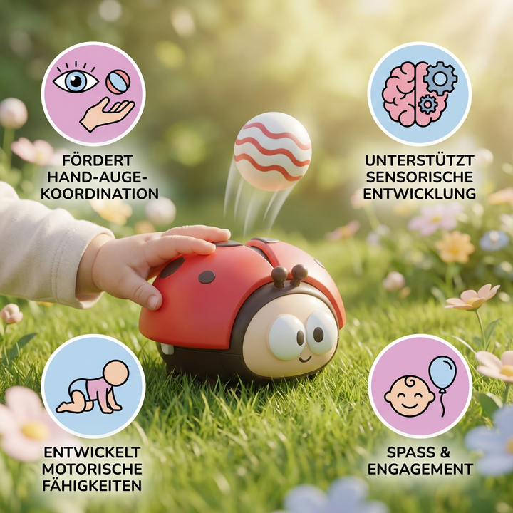 Buntes Marienkäfer Luftballon Spielzeug für Babys. Elektrisch, fördert spielerisch die Motorik und Entwicklung.