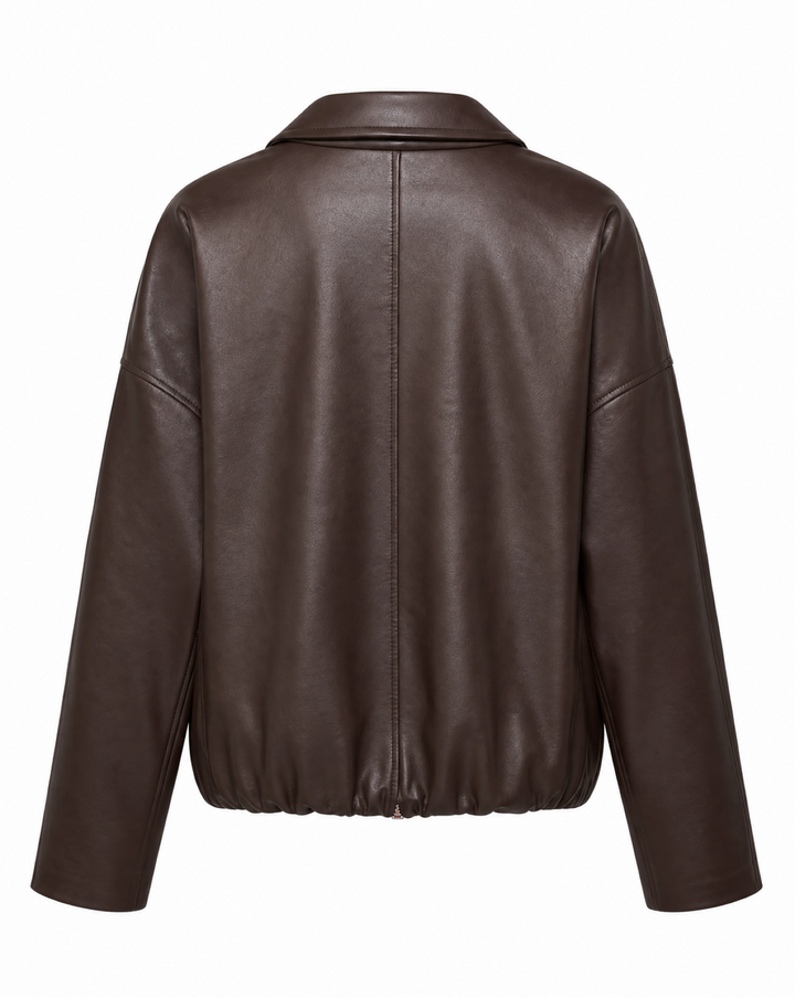 Stylische Freizeitjacke für Damen, vorne offen, mit gerafftem Saum und klassischem Kentkragen.