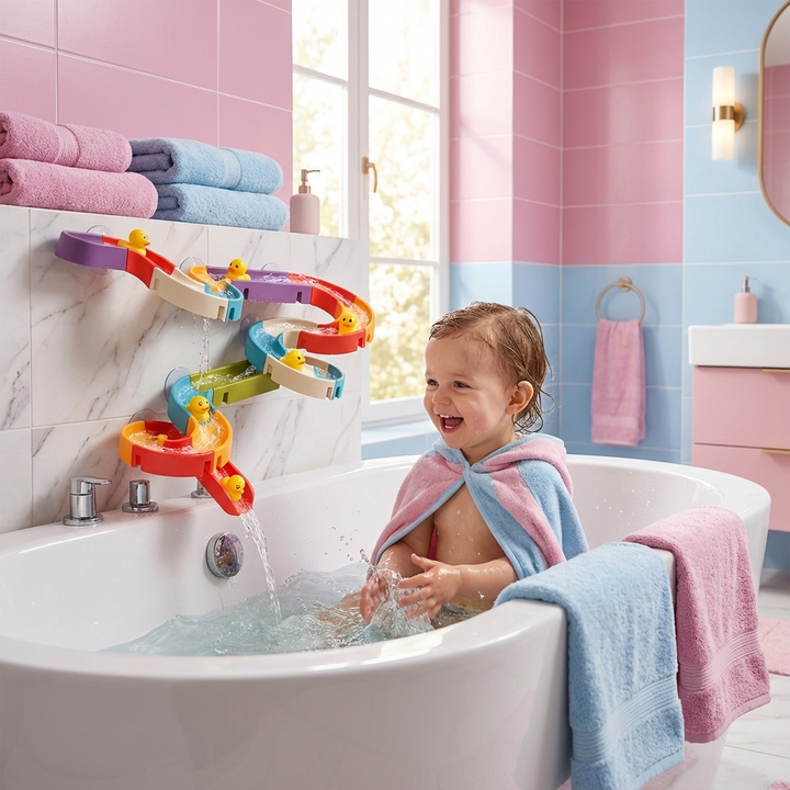 Kinder Entenrutsche Badespielzeug für spritzigen Badspaß in der Wanne.