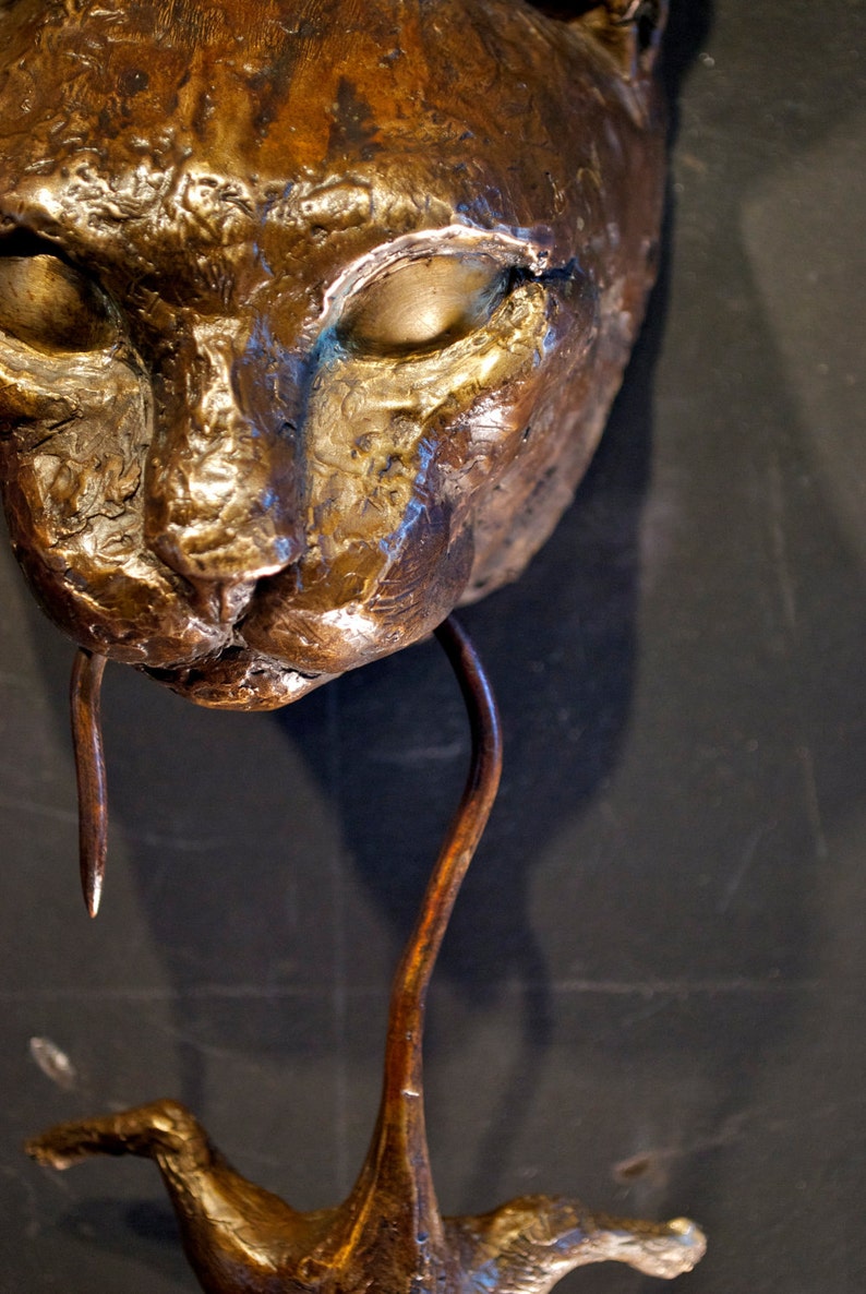 Origineller Katzen Türklopfer aus Bronze, handgefertigt – eine perfekte Geschenkidee.