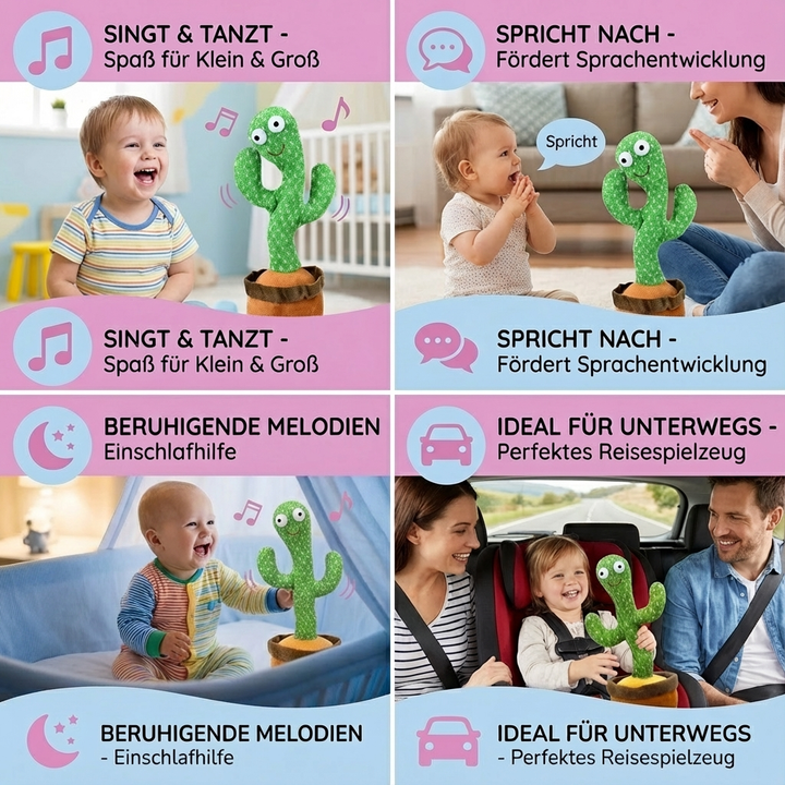 Interaktiver sprechender Kaktus, ein pädagogisches Geschenk für Kinder, fördert spielerisch Sprache und Motorik.