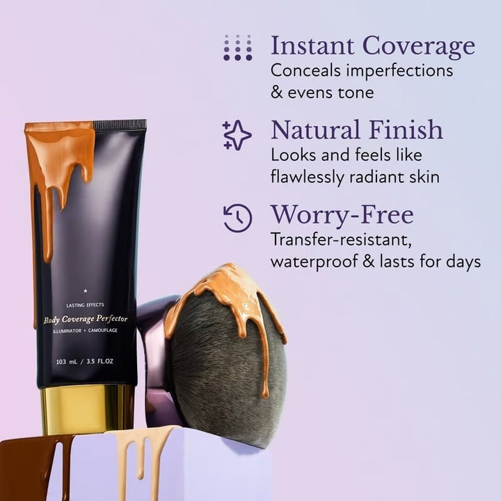 Wasserfeste Kosmetik für makellose Beine: Damen Body-Makeup, das Hautunreinheiten effektiv kaschiert.