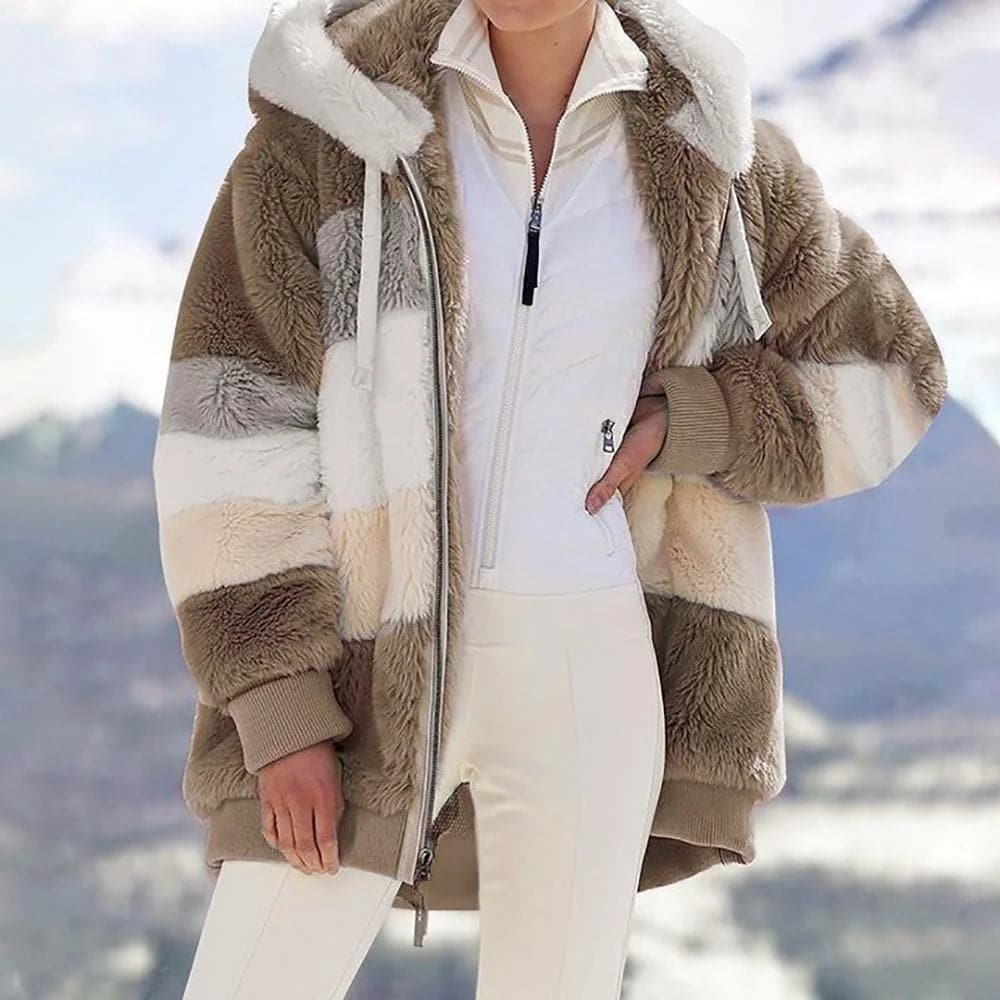 Vielseitige Damen Winterjacke: warm, modisches Kontrastdesign, für Alltag, Freizeit & Outdoor.
