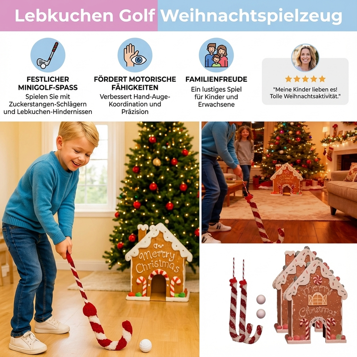 Originelles Weihnachtsgeschenk: Lebkuchen Golfspiel, interaktives Indoor-Minigolf für die ganze Familie.