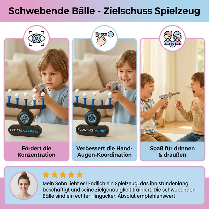 Leuchtendes Schwebende Bälle Zielschuss Spiel. Interaktives Geschicklichkeitsspiel & Konzentrationsspiel für Kinder.