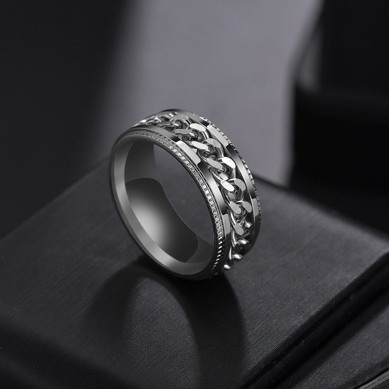 Elegante Edelstahl-Ringe, Angstring für Damen & Herren als beruhigender Fidget-Schmuck.