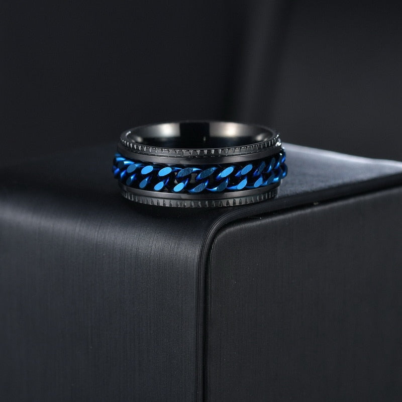 Hochglanz-Angstring aus Edelstahl, eleganter Spinnerring zur effektiven Angst- und Stressreduktion.