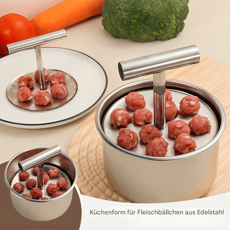 Edelstahl Fleischbällchen Former für gleichmäßige Portionen. Praktischer Küchenhelfer zum Kochen & Backen.