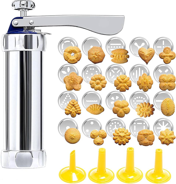 Verpackte Keks-Presse aus Edelstahl, ein perfektes Backzubehör und Cookie Maker für jede Küche.