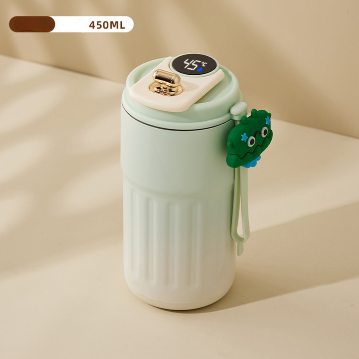 Smarter Thermobecher 450ml mit LED-Temperaturanzeige und Wärmeisolation. Perfekt für unterwegs.