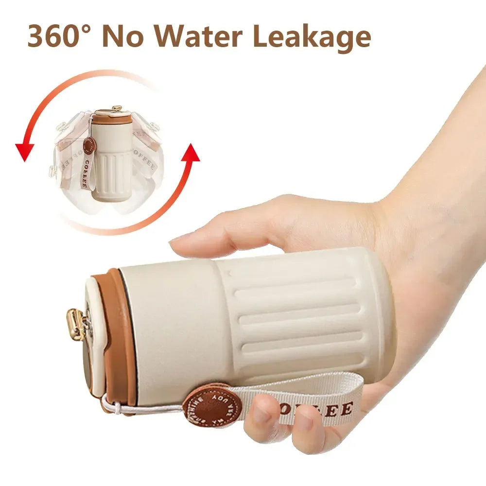 Ideales Geschenk: Unisex-Kaffeebecher 450ml mit LED-Temperaturanzeige. Isolierter Edelstahlbecher.