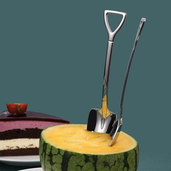 Roségoldener Design-Schaufellöffel aus Edelstahl. Originelles Besteck als Geschenkidee.
