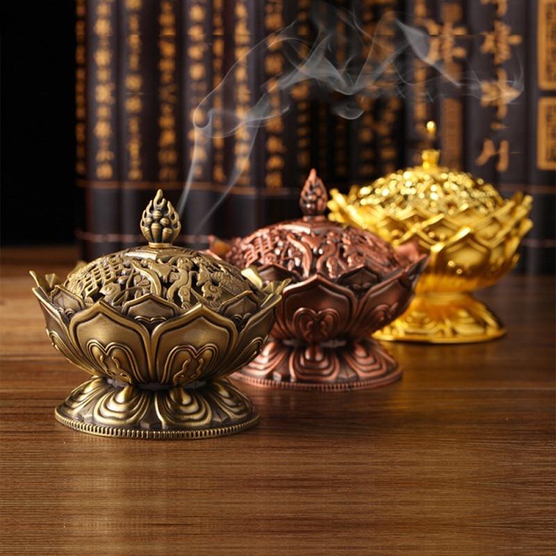 Edles Lotus Räuchergefäß aus Zinklegierung für Entspannung, Meditation & Aromatherapie. Schöne Dekoration.