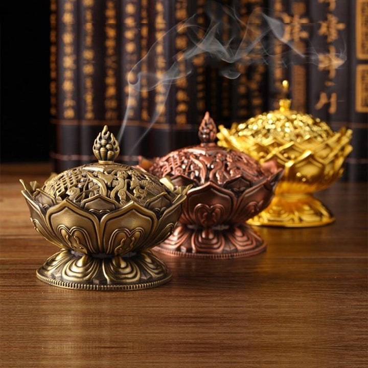 Edles Lotus Räuchergefäß aus Zinklegierung für Entspannung, Meditation & Aromatherapie. Schöne Dekoration.